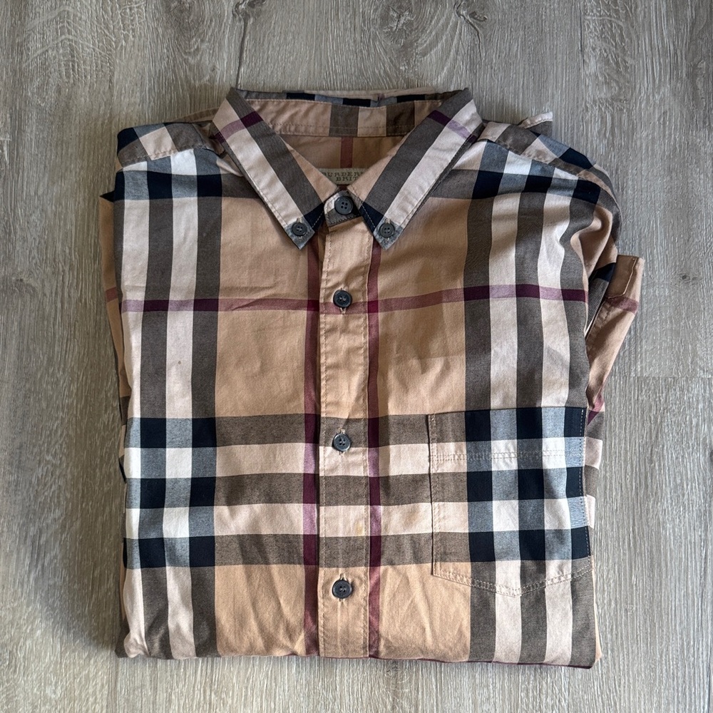 Burberry Brit Tan and Black Plaid Shirt